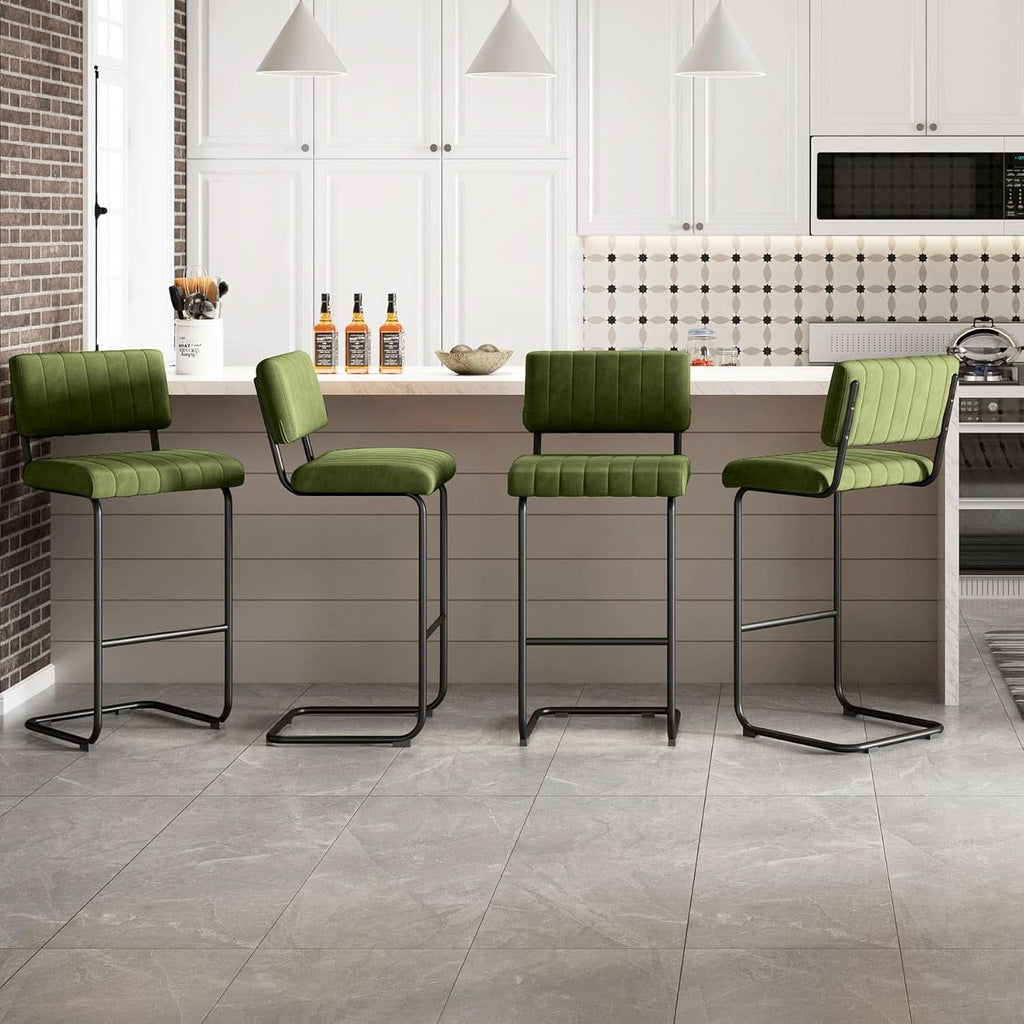 30 Inch Velvet Tufted Bar Stools Set of 2 Kitchen Island