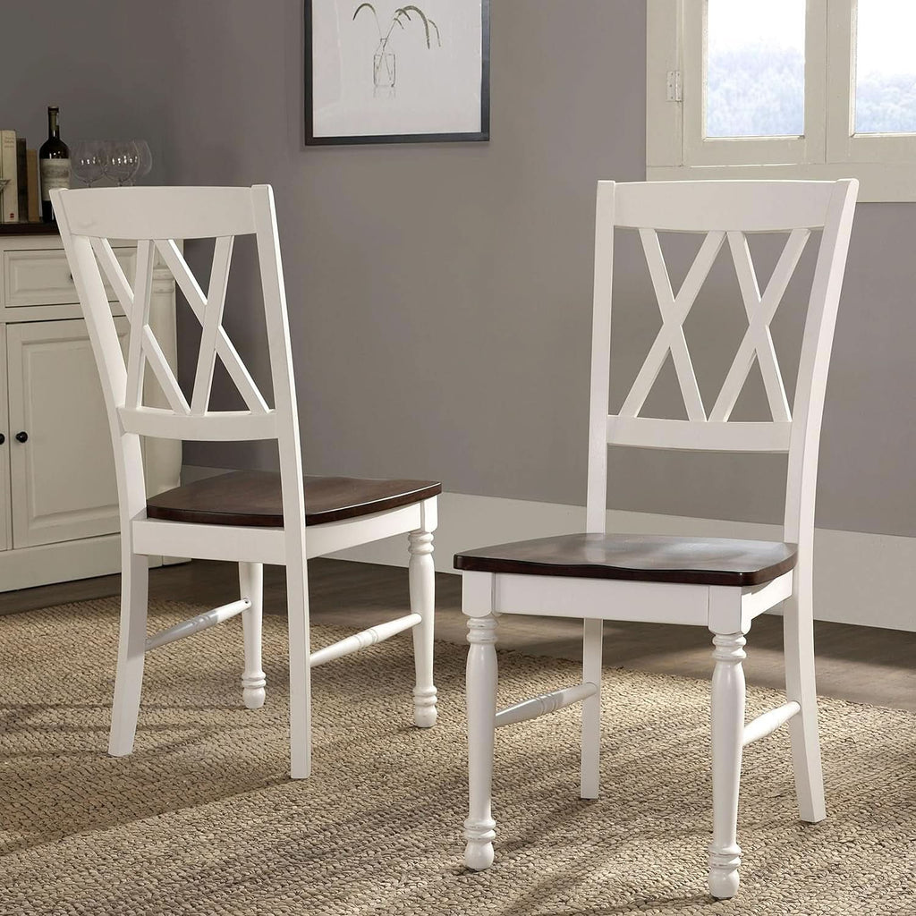 Shelby Distressed White X Back Dining Chairs Set Of 2