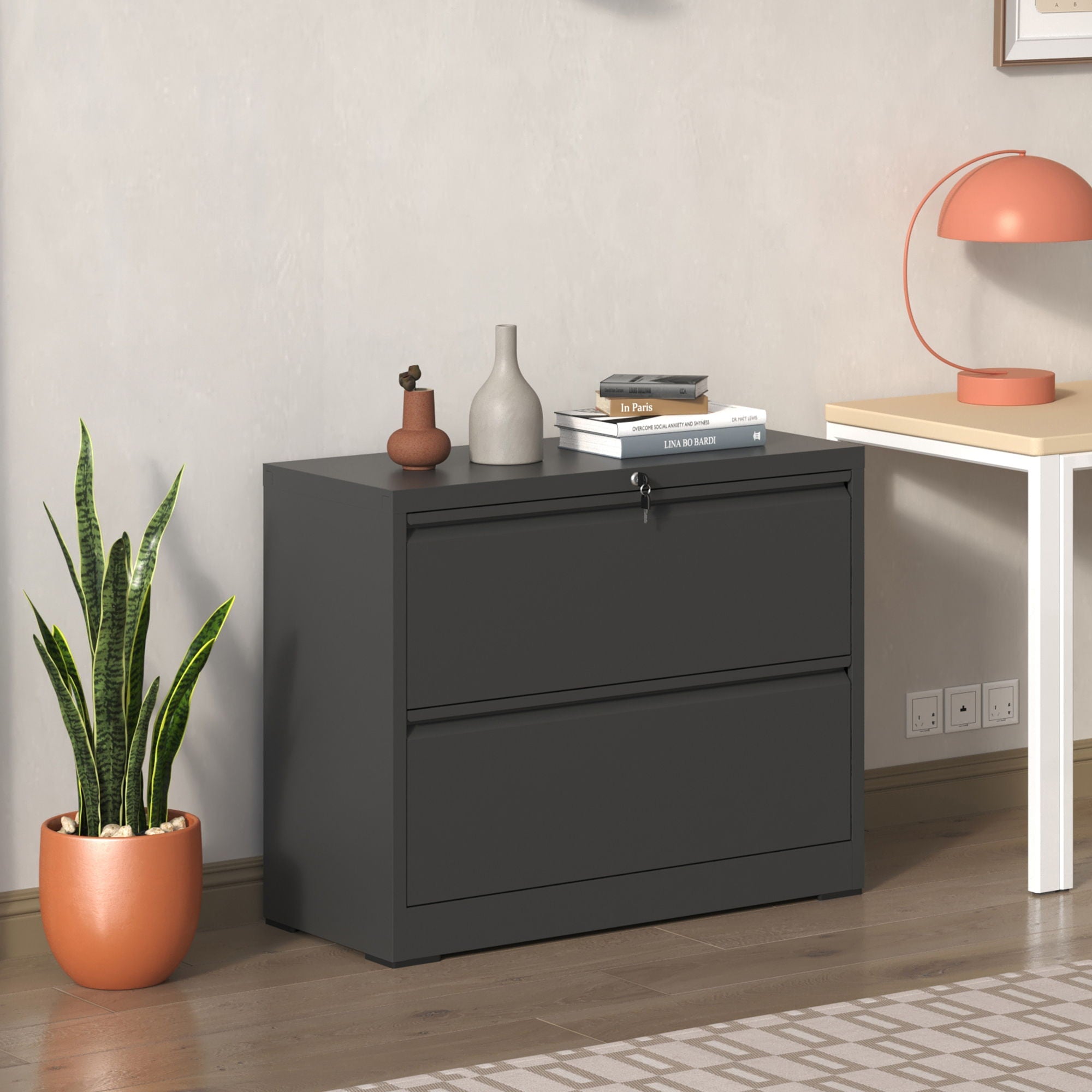 Lateral File Cabinet, Heavy Duty Filing Holds Letter/Legal/A4 Files