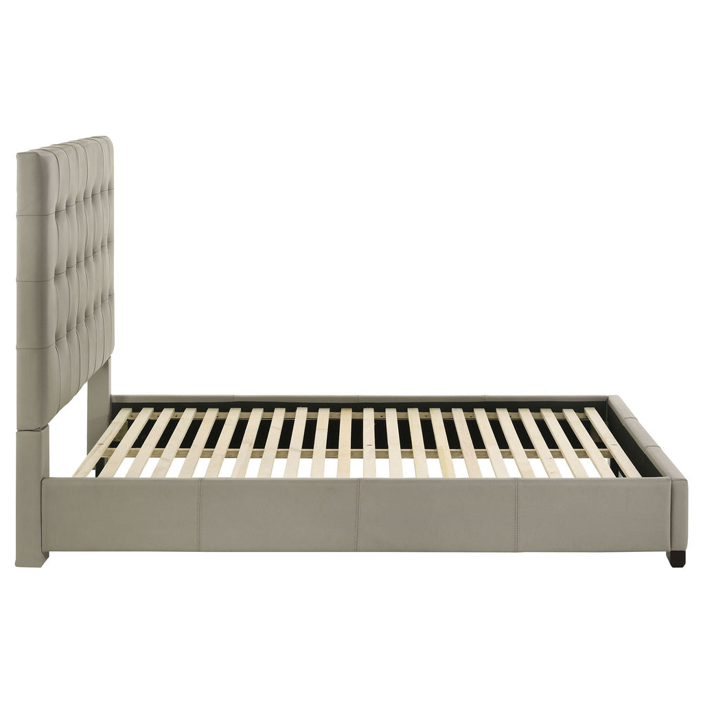 Medley Genuine Leather Queen Panel Platform Bed Tan