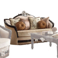 Ernestine - Loveseat With 6 Pillows - Tan Fabric & Black