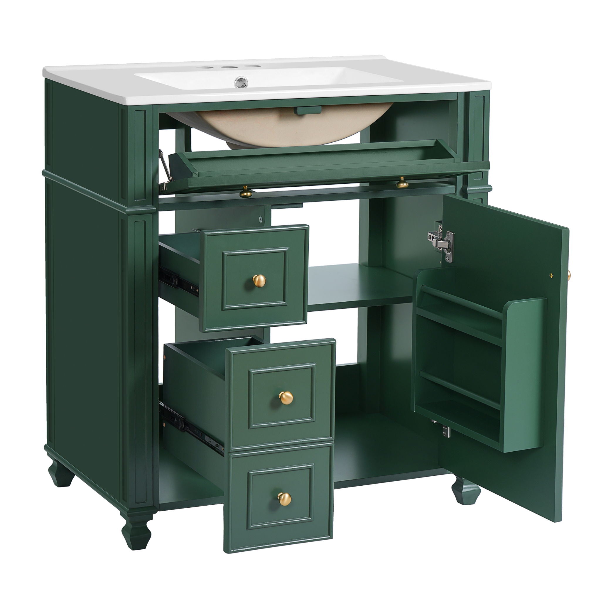 Bathroom Vanity Cabinet With Sink, Soft Close Doors With Door Organizer