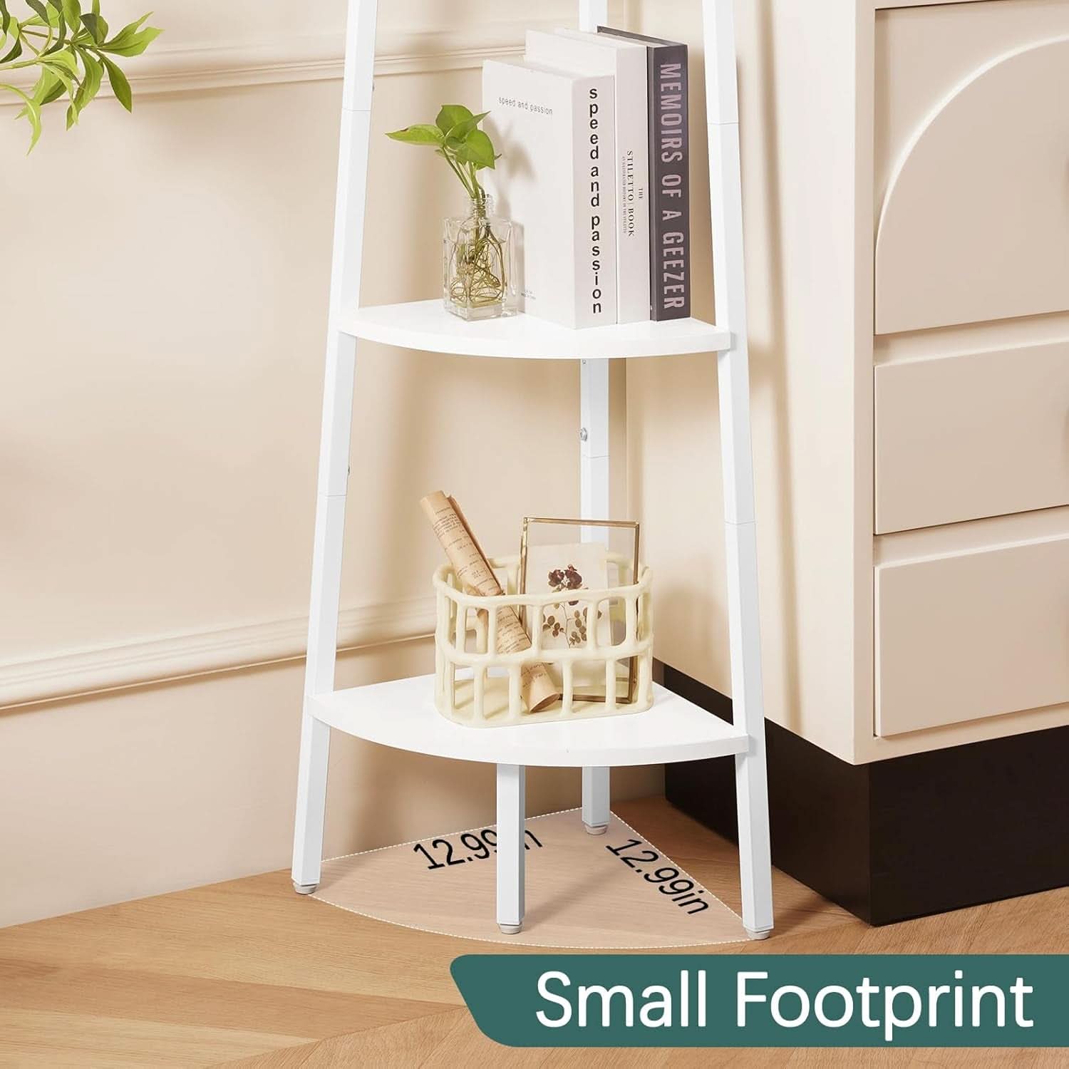4 Tier Corner Shelf With Metal Frame Tall Bookshelf