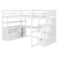 Loft Bed With Desk, Shelves, 2 Drawers, Storage Staircase
