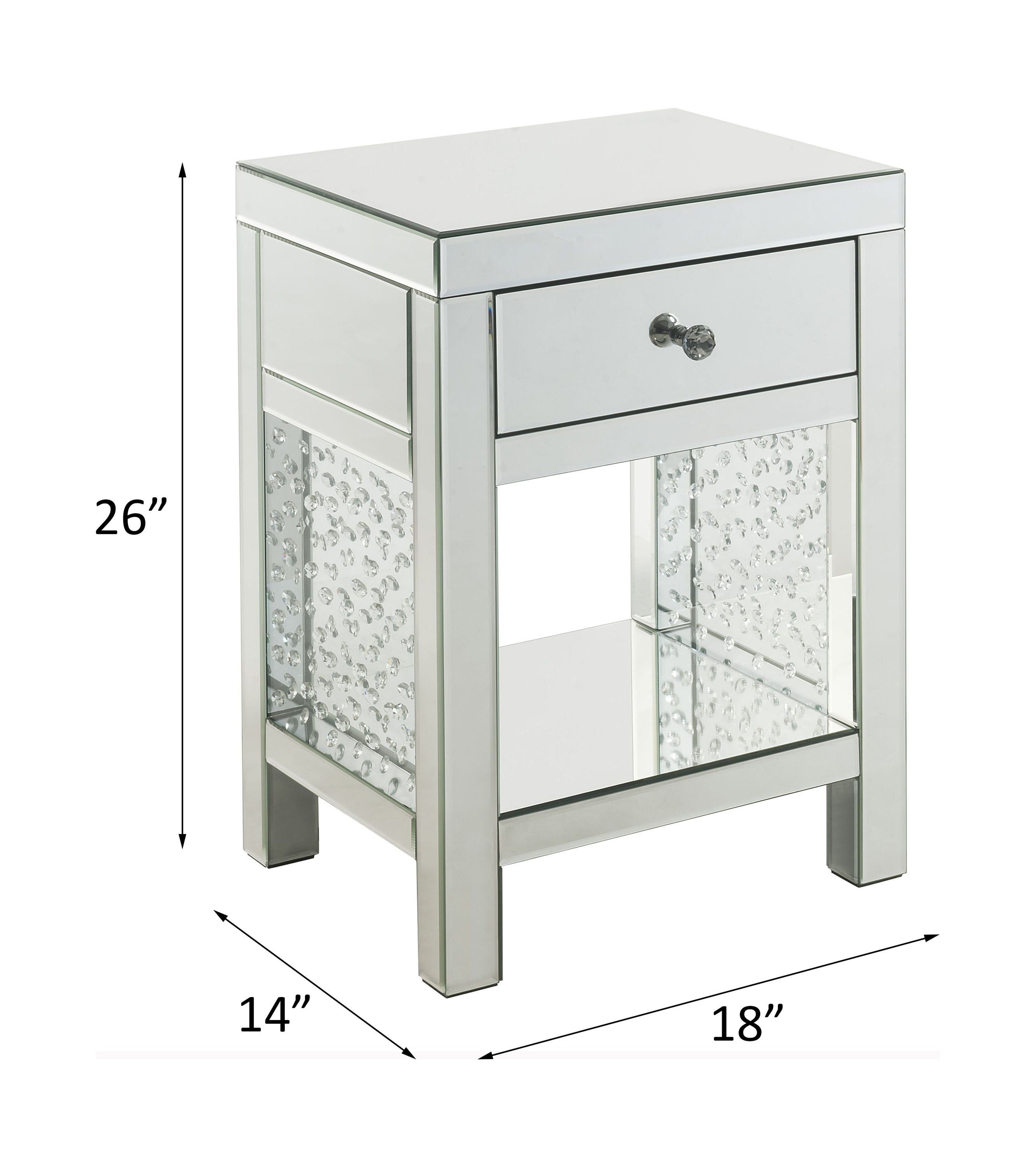 Nysa - 18" X 14" Accent Table - Mirrored & Faux Crystals