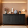 Black 62 Inch Coffee Bar Cabinet Four Doors Storage