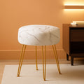 Gold Velvet Lux Vanity Stool 18Inch Round Plush Ottoman
