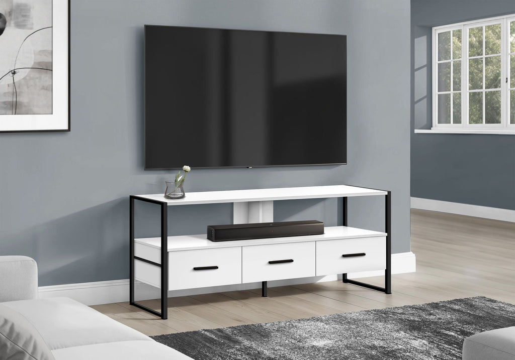 TV Stand, Console, Media Entertainment Center, Storage Drawers, Modern