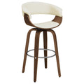 Swivel Bar Stool Elegant Design With Upholstery - Cream