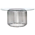 Veena Round 60-inch Glass Top Metal Dining Table Chrome