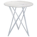 Halverson - Round Top Bar Table - White / Silver