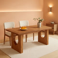 Dining Table 71 Inch Rustic Brown With Wood Pedestal