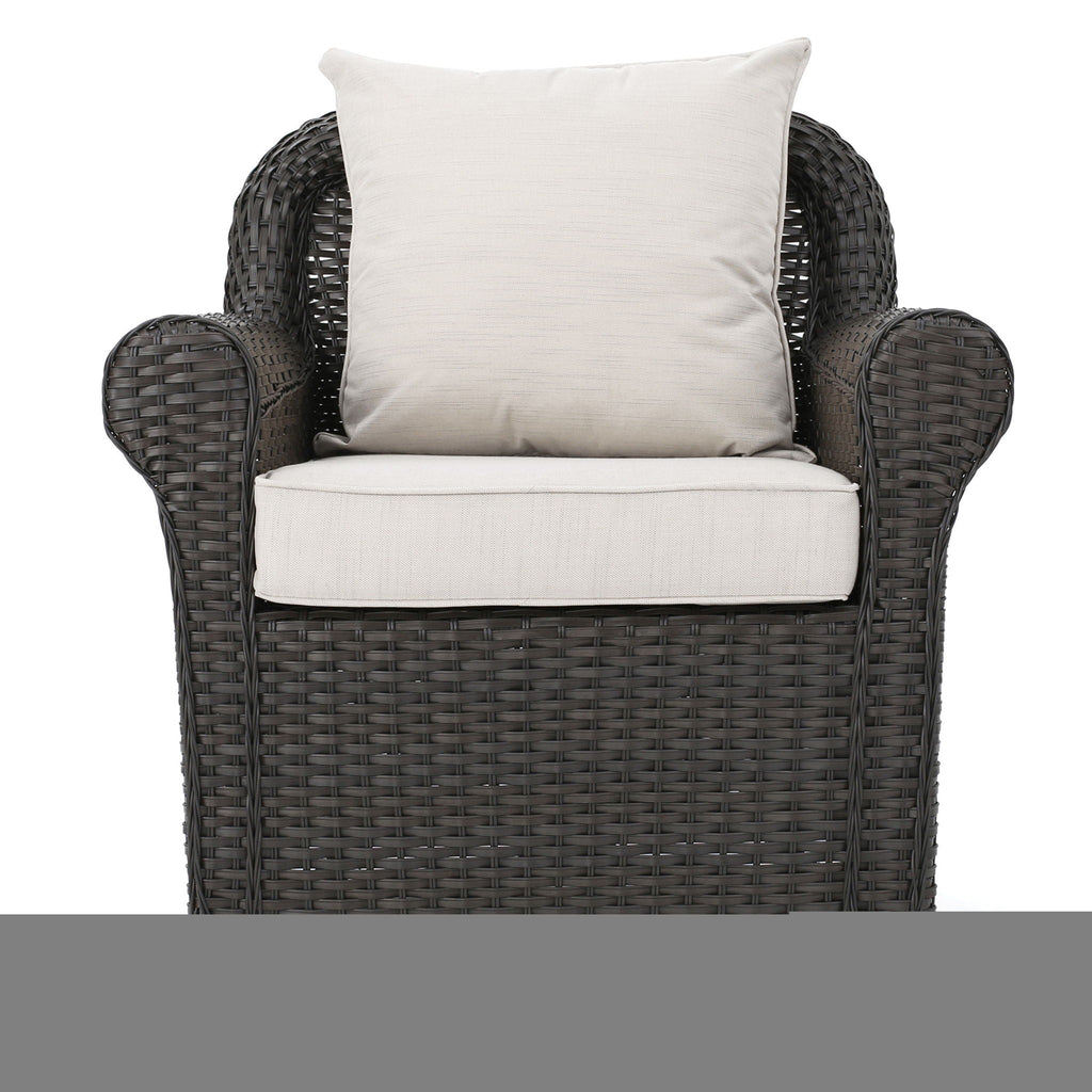 Amaya - Outdoor Swivel Rocker Chair With Water Resistant Cushions - Brown / Beige