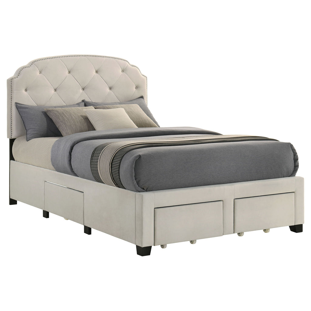 Marianna 4-drawer Upholstered Full Storage Bed Cream