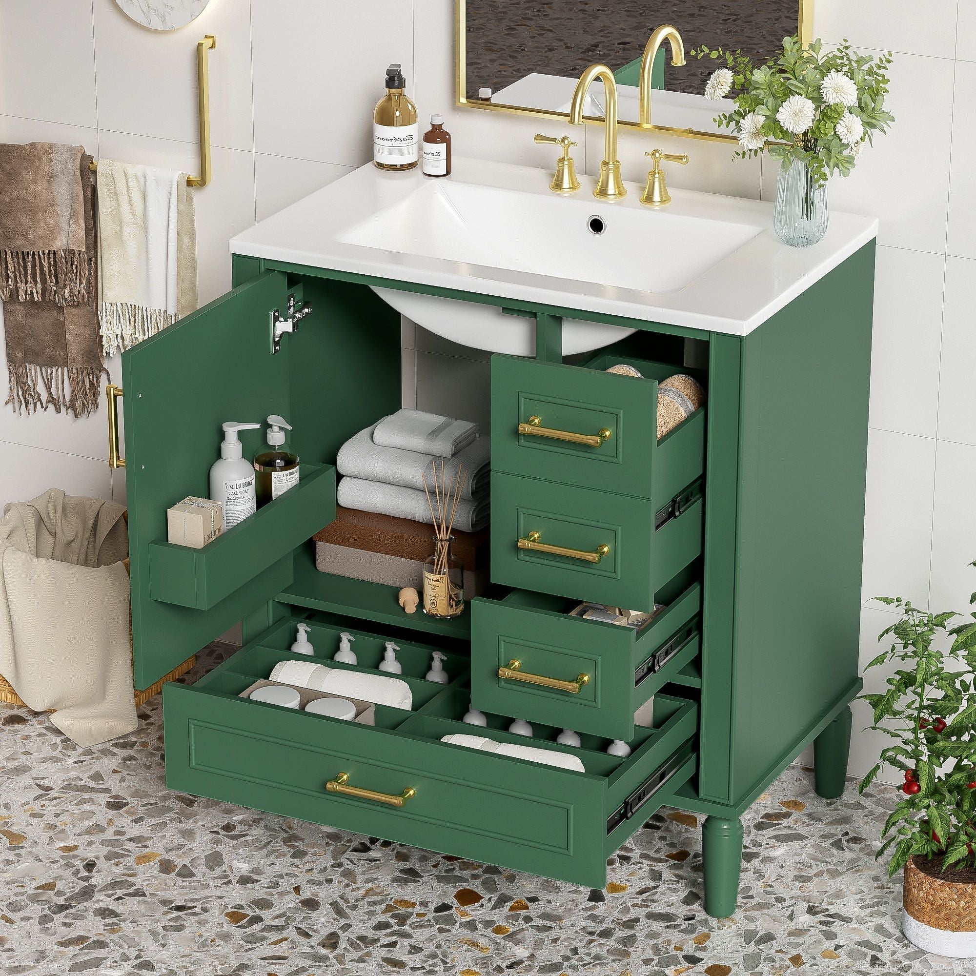 Traditional Bathroom Vanity Set With Soft Close Doors