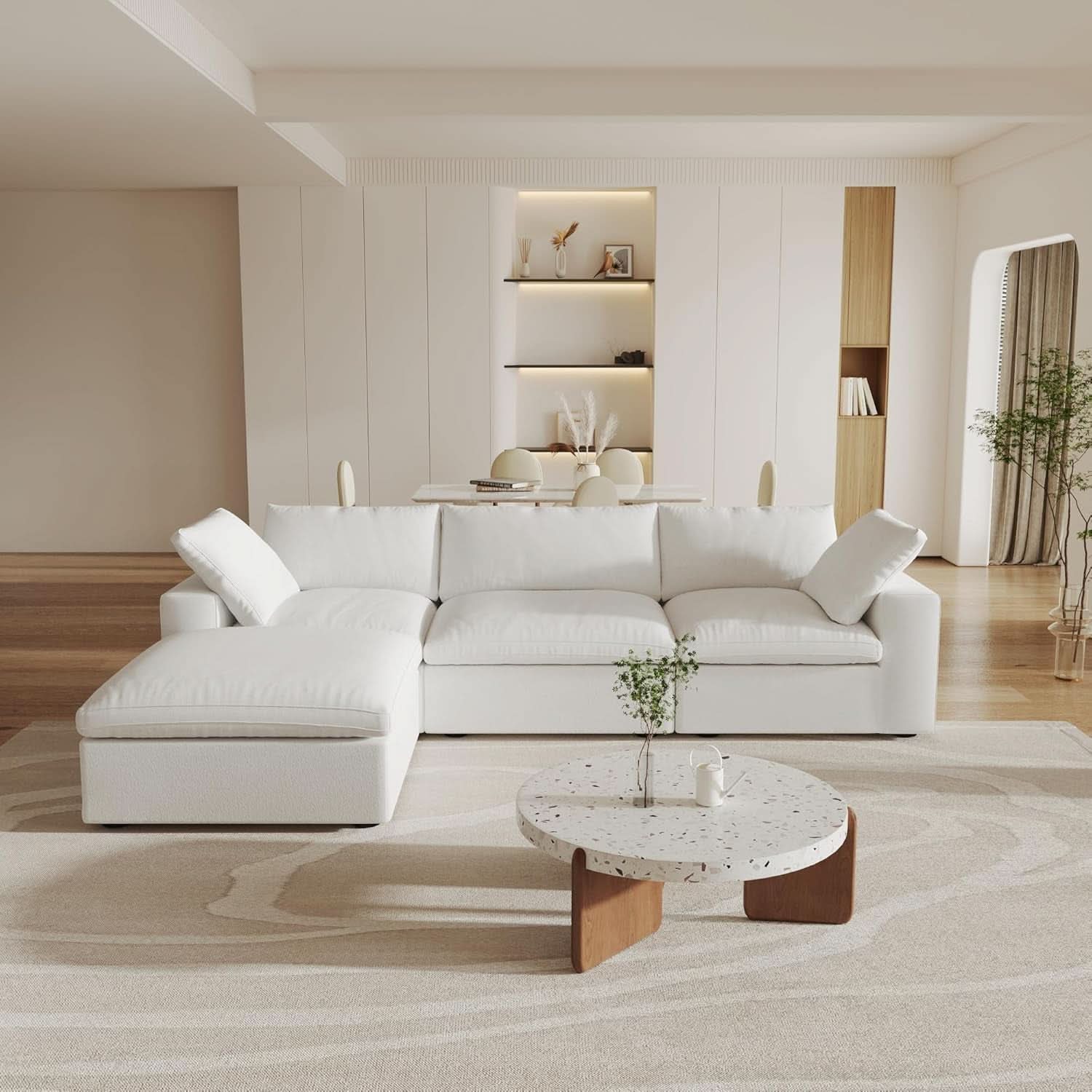 Modular Sectional Sofa with Storage Ottoman and Washable Covers