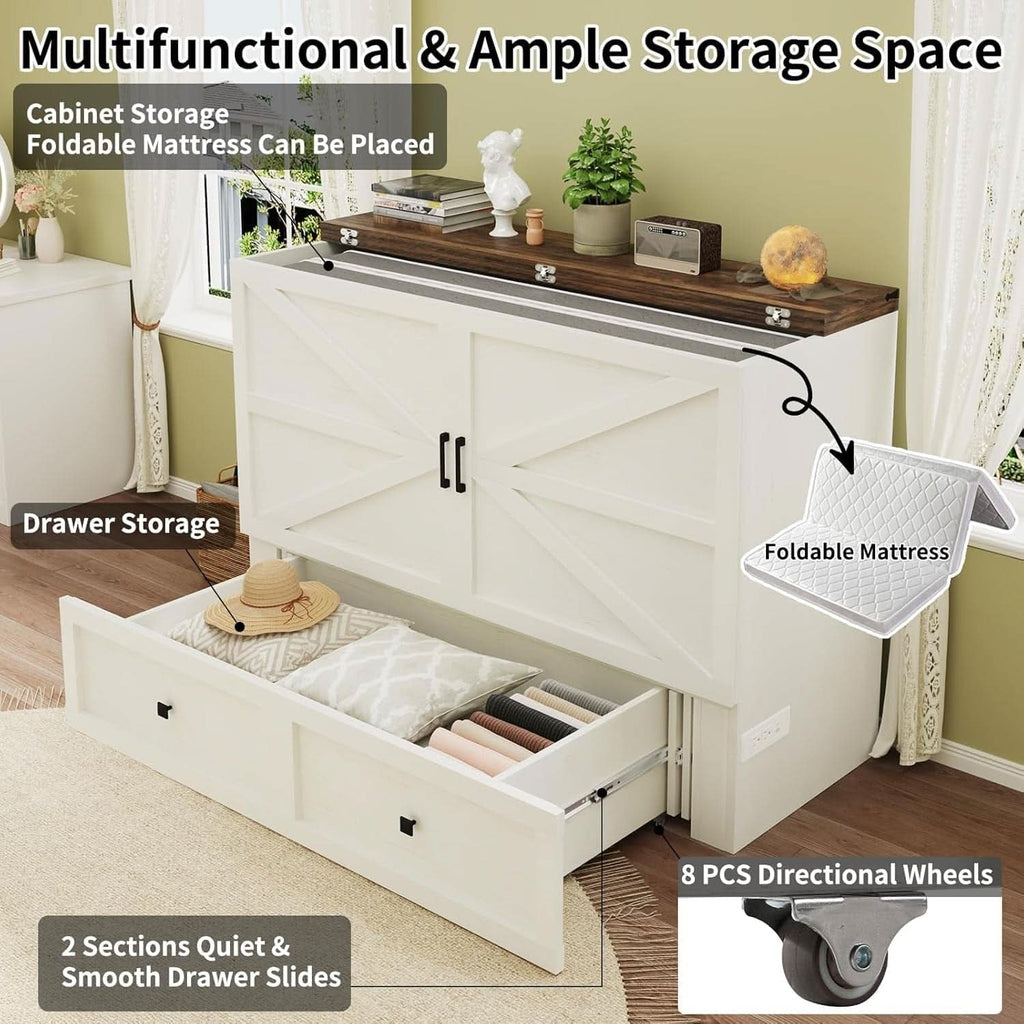 Murphy Bed Cabinet With Charging Station Queen Size