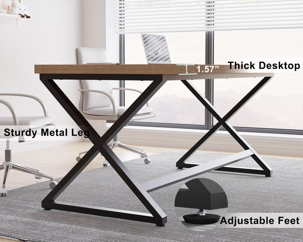 Rustic Oak 55 Inch Computer Desk For Home Office Modern