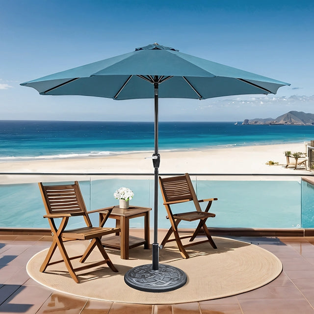 Soli - 9' Outdoor Umbrella w/ Auto Tilt + 21" Round Base
