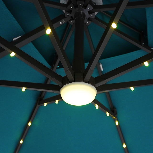 Xico - 8 Ft Square Umbrella w/ Double Top w/ LED Light + 37" Large Base